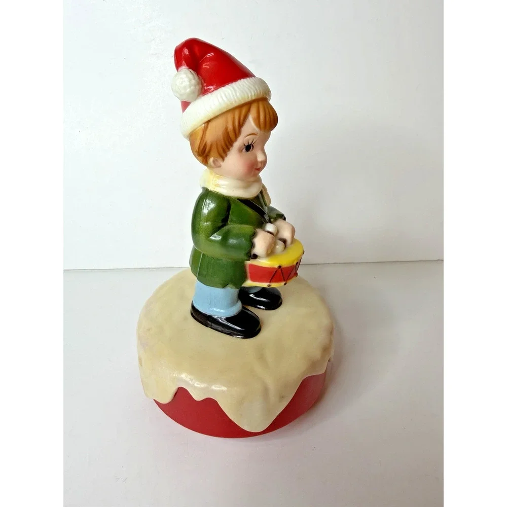 Vintage 1973 Musical Rotating Drummer Boy Christmas Figure Made in Hong Kong